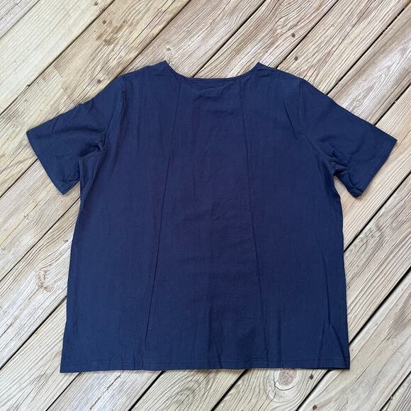 Cellabie Women's Navy Embroidered Linen Blend Top Size 3XL. NEW - Picture 2 of 11